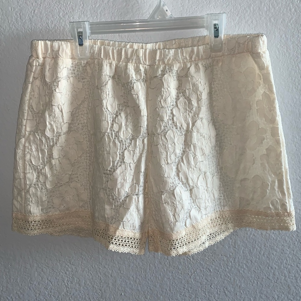 White Polyester Patterned Shorts
